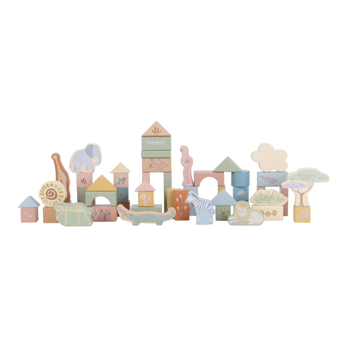 Little Dutch Wooden Building Blocks Safari Friends