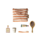Maileg Toiletry bag set in bag, Mouse size Coral