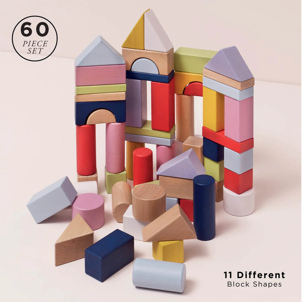 Le Toy Van Wooden Colourful building Blocks with Canvas Bag