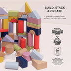 Le Toy Van Wooden Colourful building Blocks with Canvas Bag