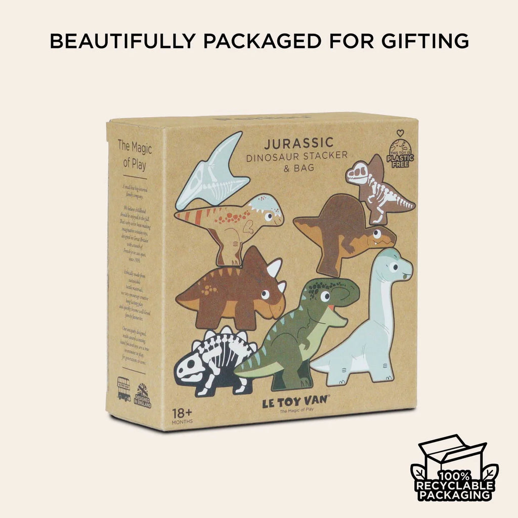 Le Toy Van Jurassic Dinosaur Wooden Stacking & Bag