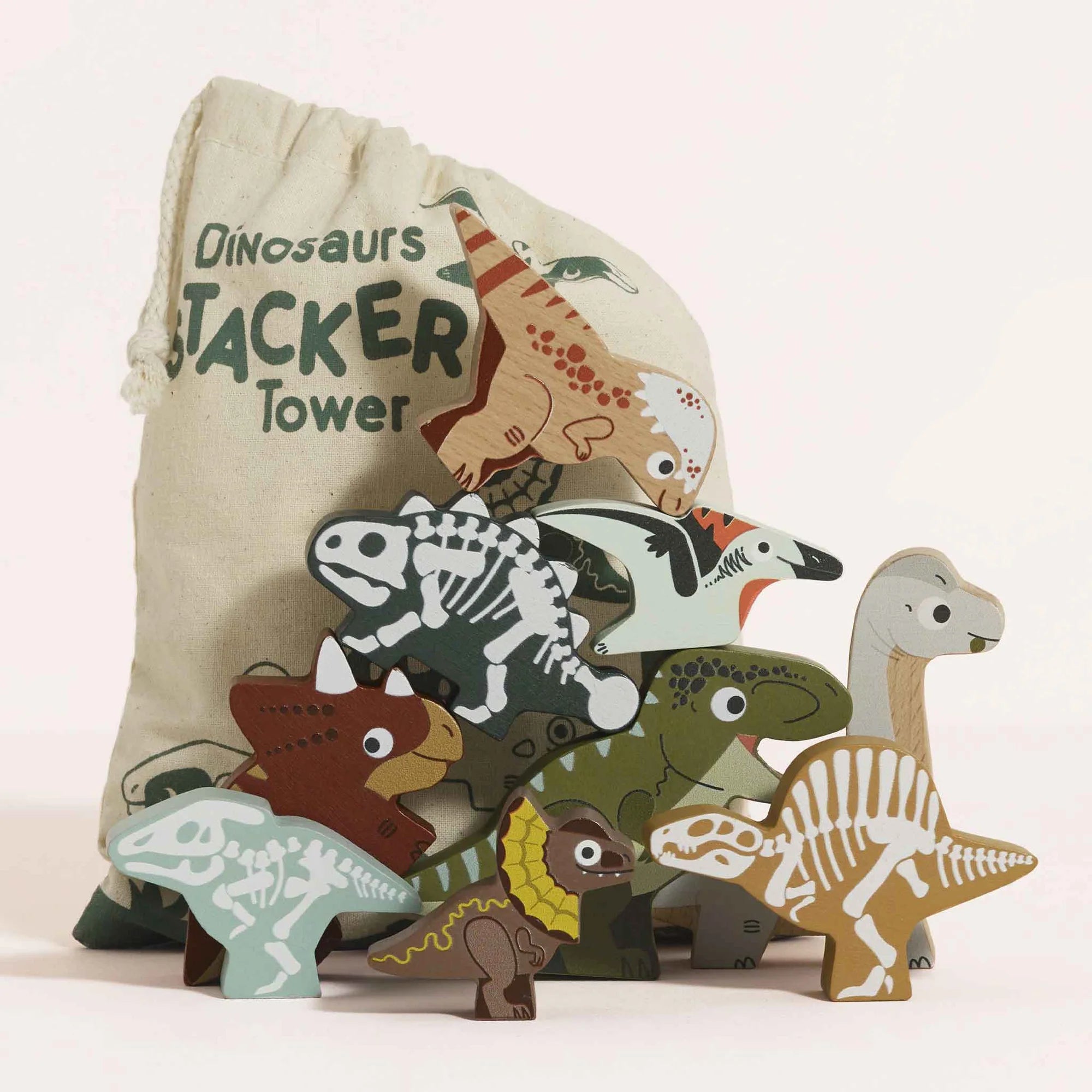 Le Toy Van Jurassic Dinosaur Wooden Stacking & Bag