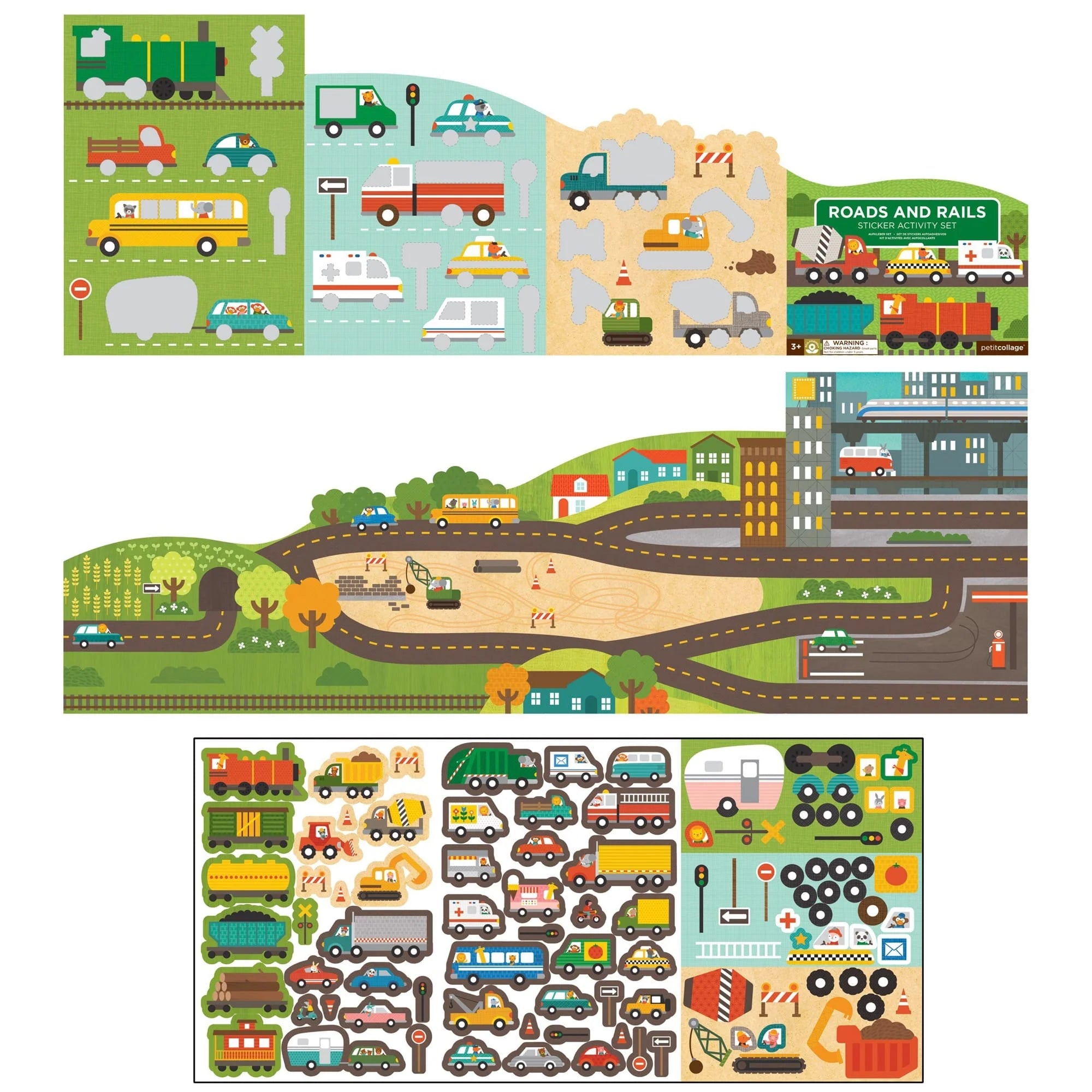 Petit Collage Roads & Rails Sticker Activity Set