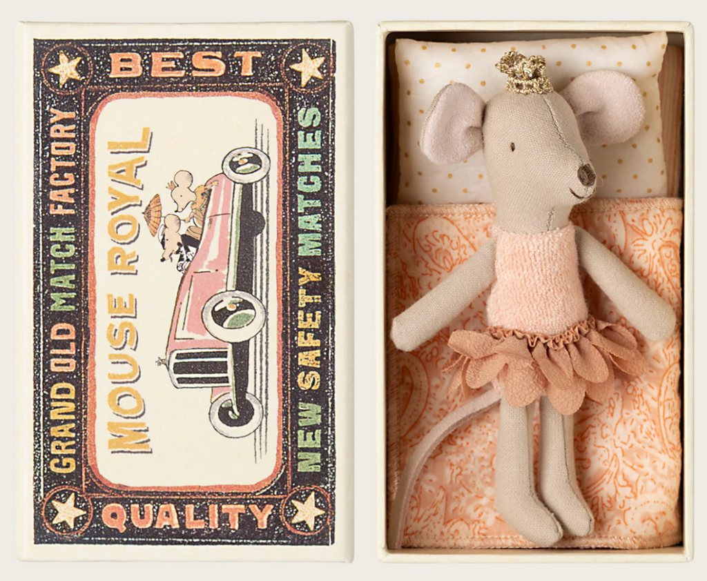 Maileg Princess Mouse little sister in matchbox