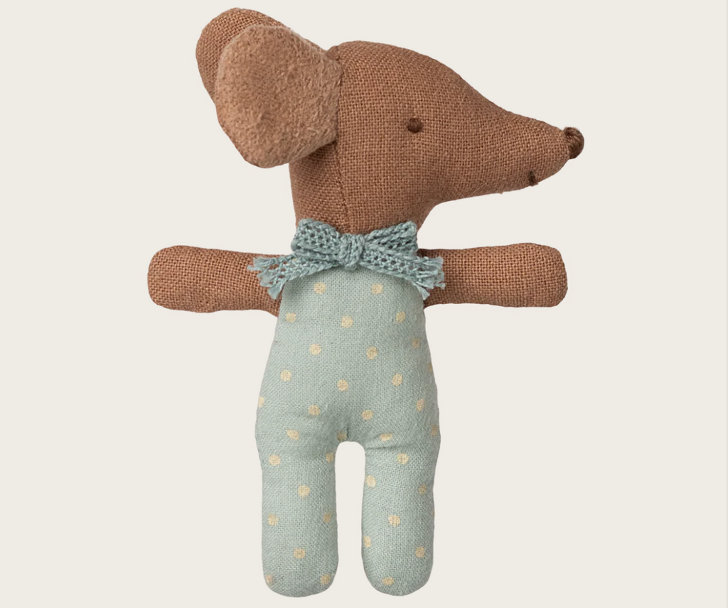 Maileg Sleepy Wakey Baby Mouse in Matchbox in Blue