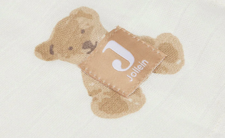 Jollein Muslin Cloth Set of 2, 115x115cm- Teddy Bear