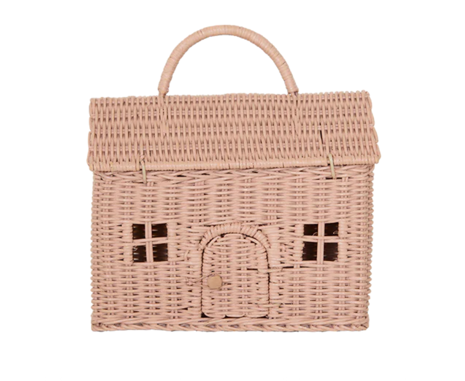 Olli Ella Rattan Casa Clutch- Rose