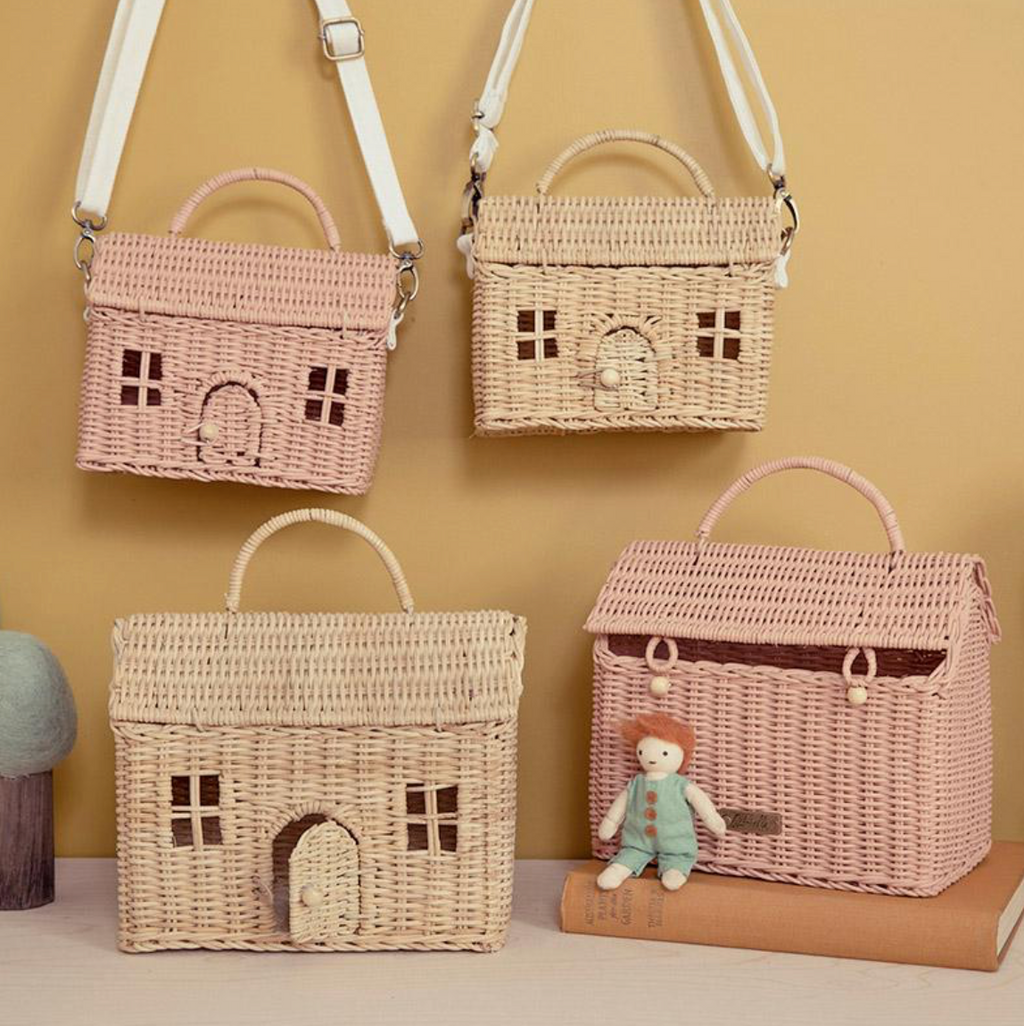 Olli Ella Rattan Casa Clutch- Rose