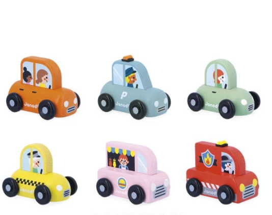 Janod assorted wooden cars