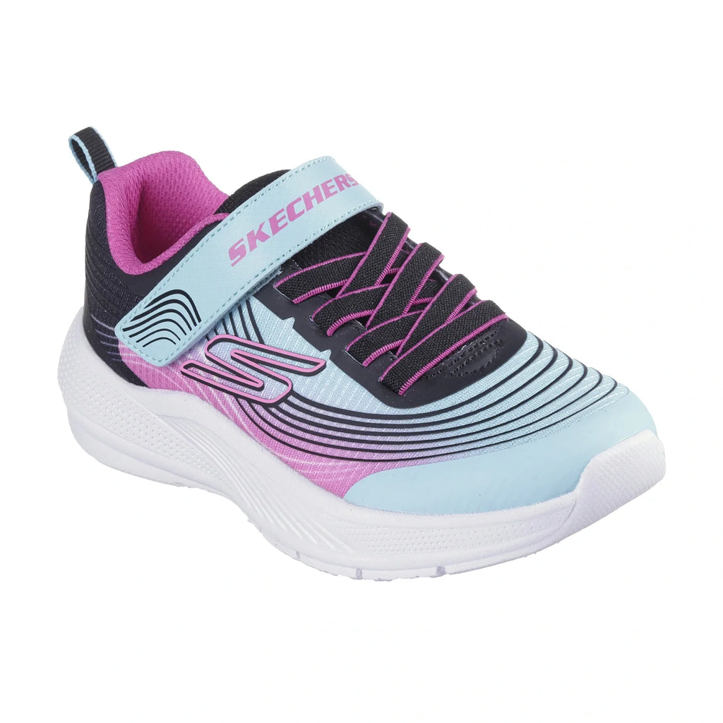 Skechers Junior Girls Microspec Advance Trainers Aqua/Pink