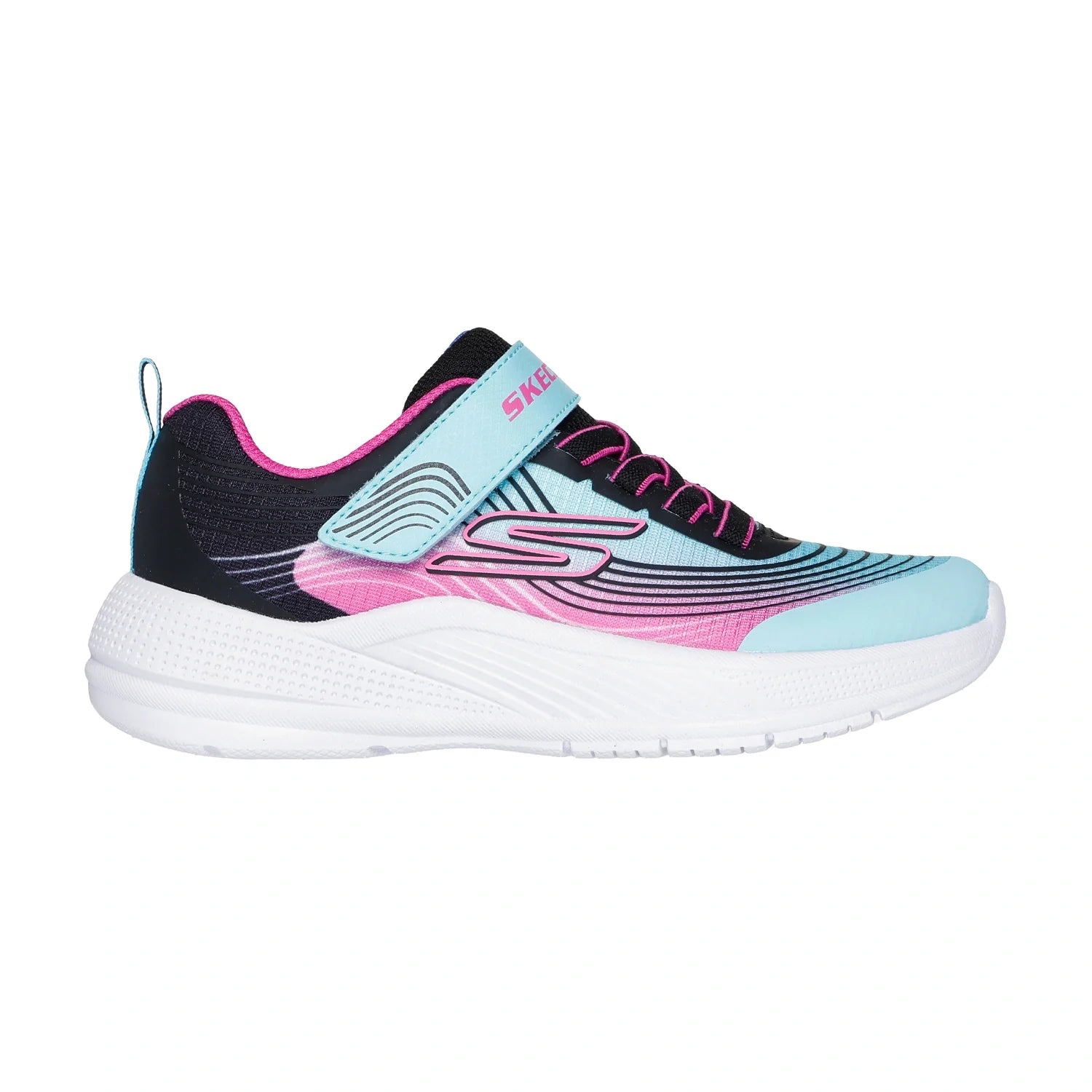 Skechers Junior Girls Microspec Advance Trainers Aqua/Pink
