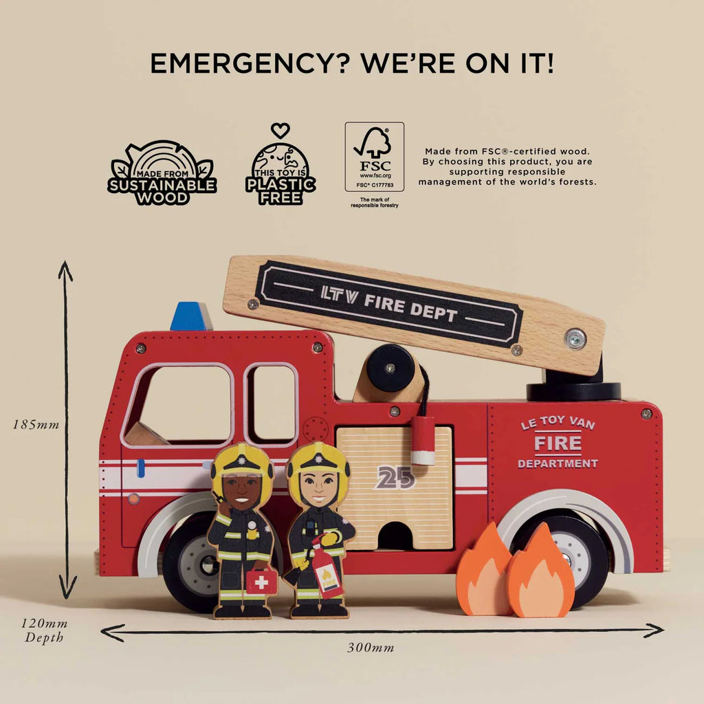 Le Toy Van Wooden Fire Engine with Firefighters