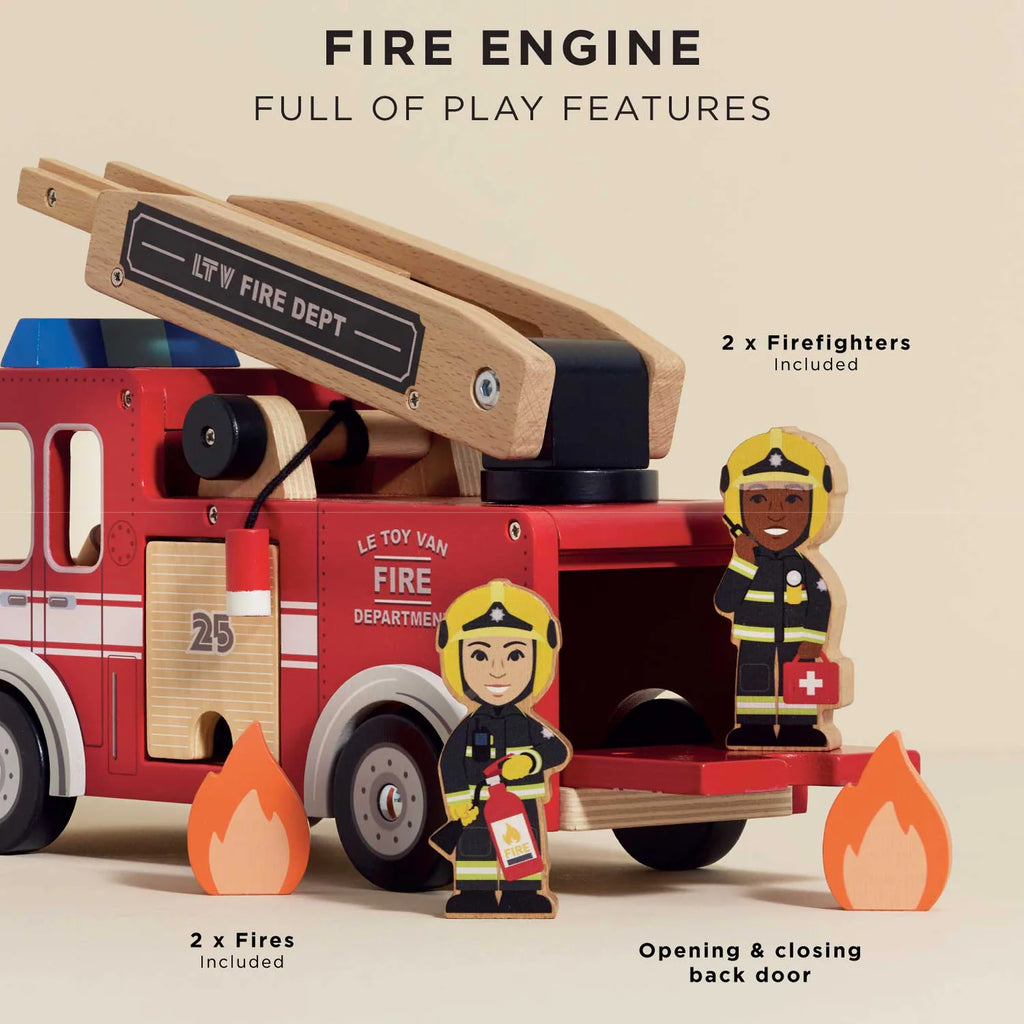 Le Toy Van Wooden Fire Engine with Firefighters