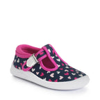 Start-Rite Tbar Wriggles Navy/Pink Hearts