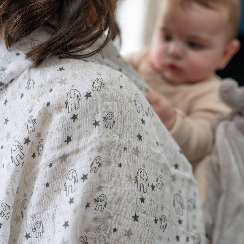 Ziggle Grey Elephant Muslin