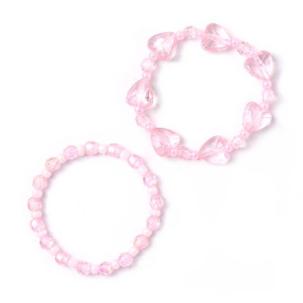Card Of 2 Stretch Pink Beaded Bracelets