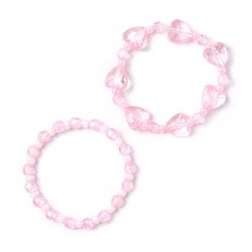 Card Of 2 Stretch Pink Beaded Bracelets