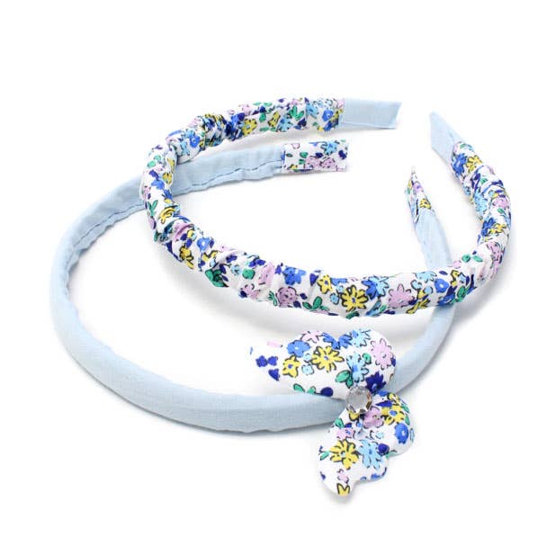 Card of 2 Floral fabric covered alicebands