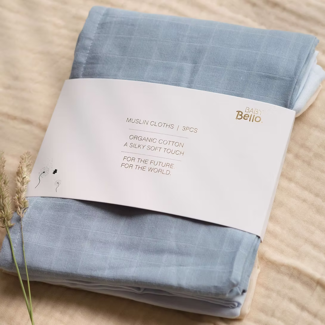 Baby Bello Muslin (set of 3) cashmere blue