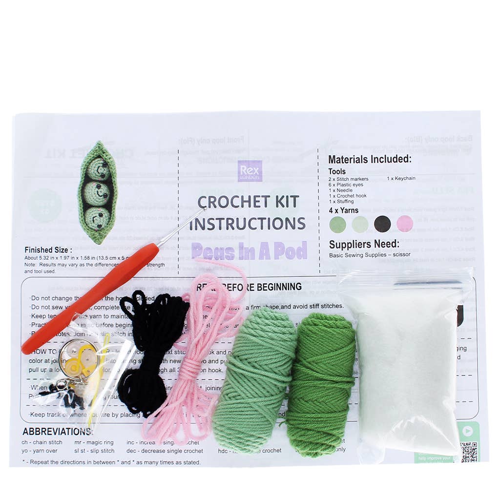 Rex London Crochet keyring kit Peas in a pod