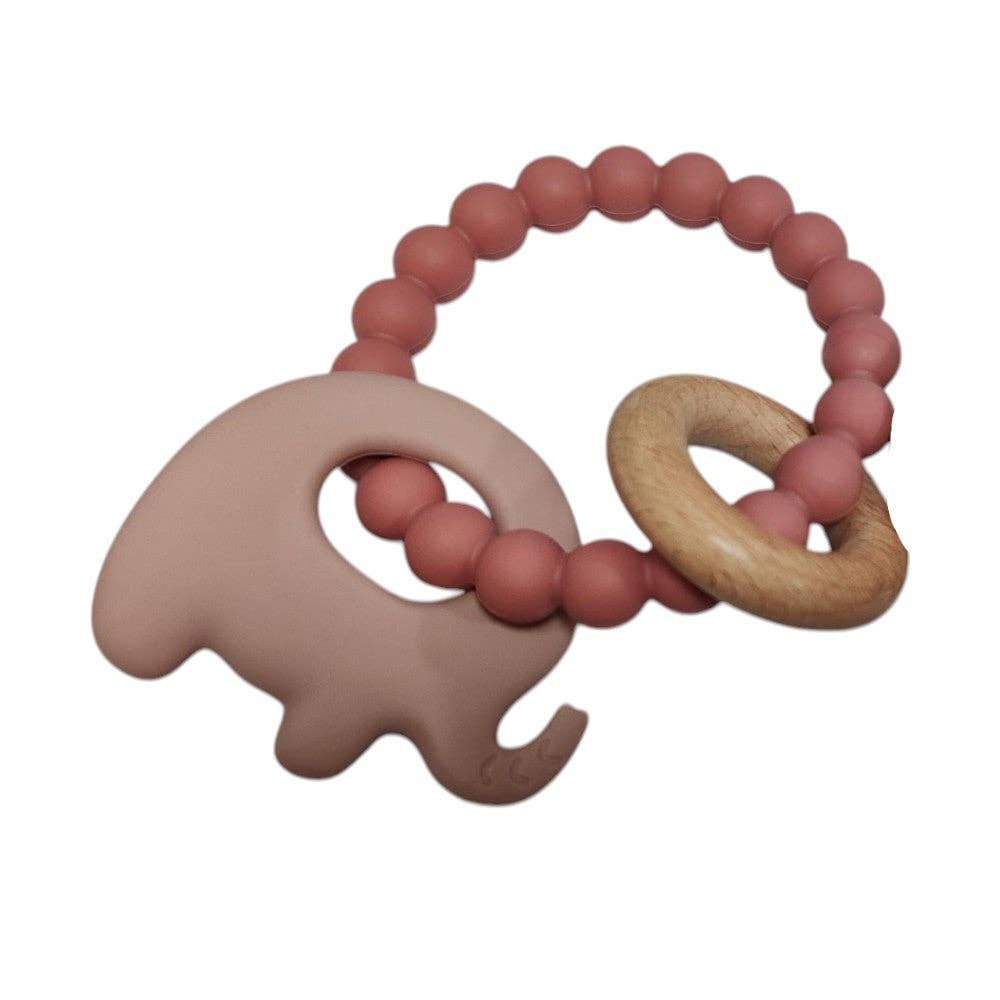 Jumini Elephant Teether Beads, Pink Haze