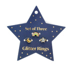 Rex London Glitter Rings (Set of 3) - Star, Rainbow & Moon