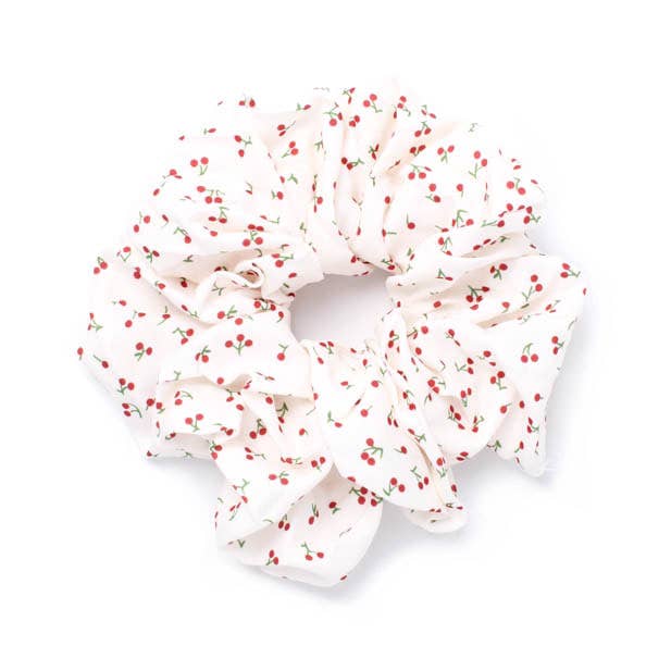 Heart and Cherry print scrunchies.