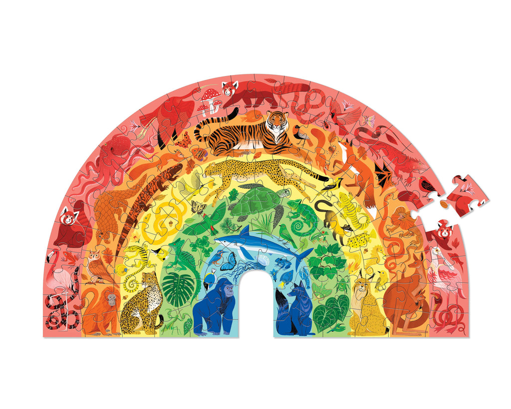 Crocodile Creek 100 Pc Shaped Box  Puzzles/Rainbow Animals