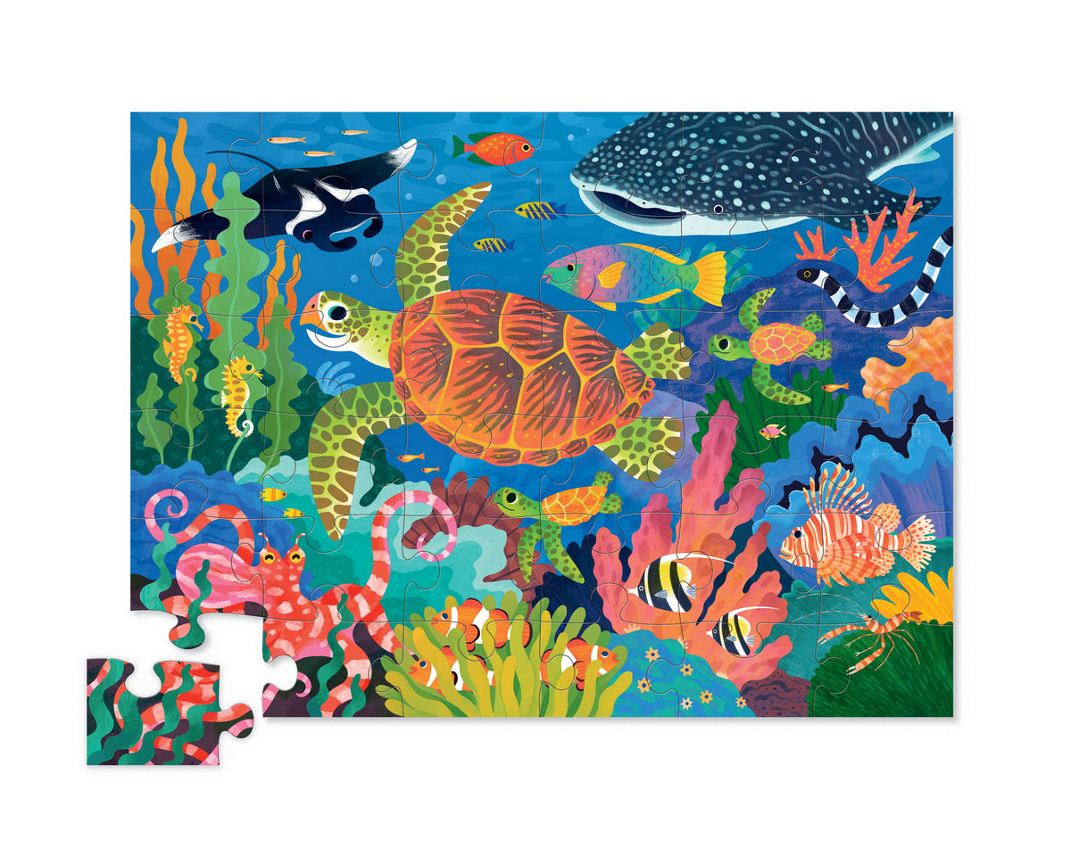 Crocodile Creek 36 Piece Shaped Box  Foil Puzzles Sea Turtle
