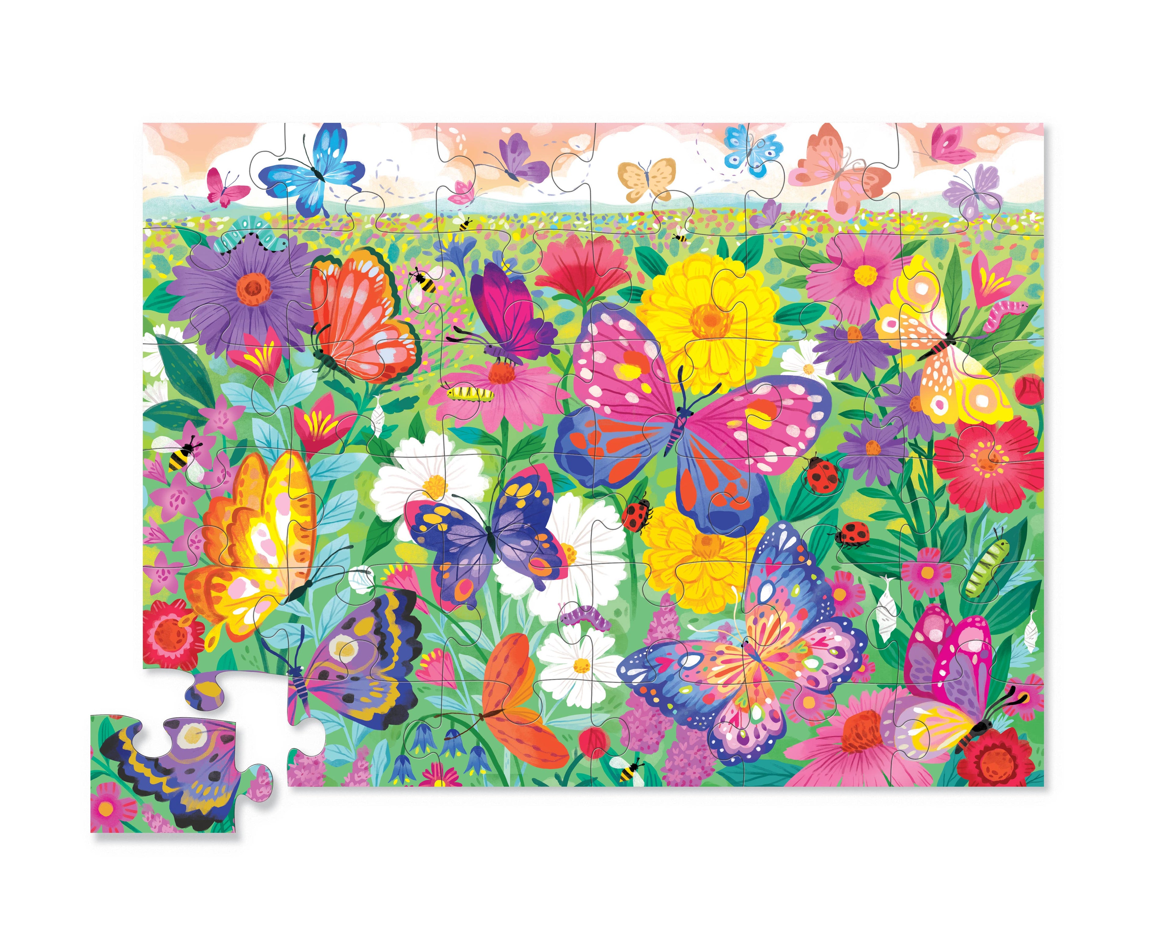 Crocodile Creek 36 Piece Foil Shaped Puzzle Butterfly Garden