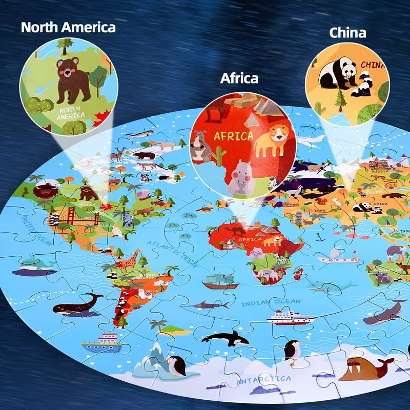 Animal World Map Puzzle