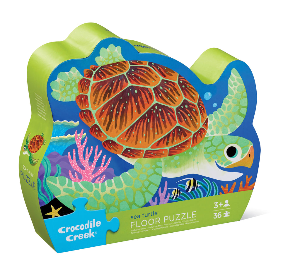Crocodile Creek 36 Piece Shaped Box  Foil Puzzles Sea Turtle