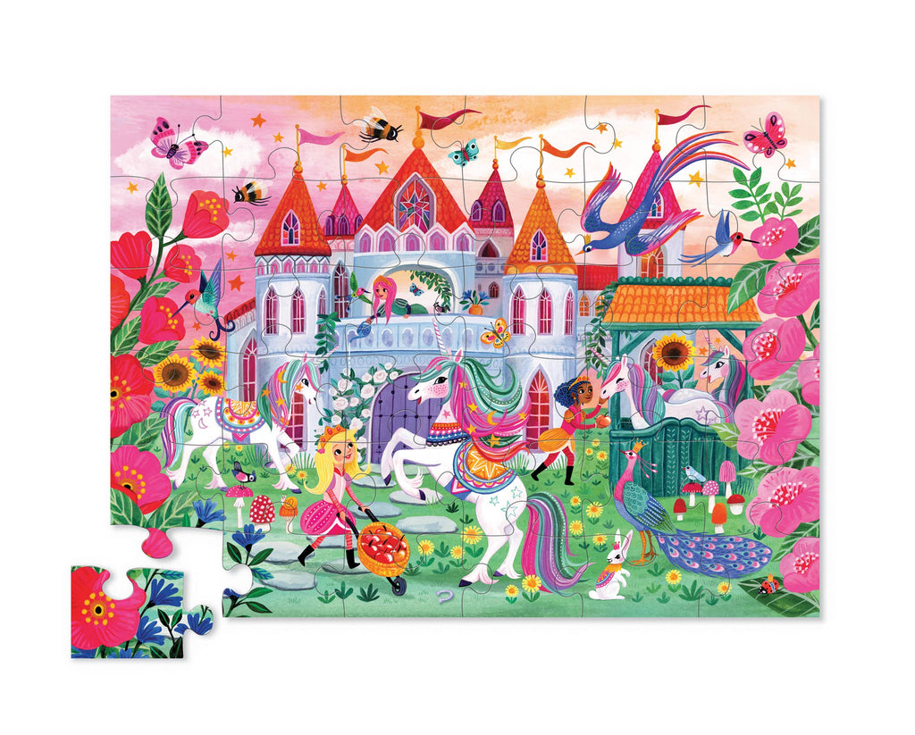 Crocodile Creek 36 Piece Shaped Box  Puzzle Unicorn Castle
