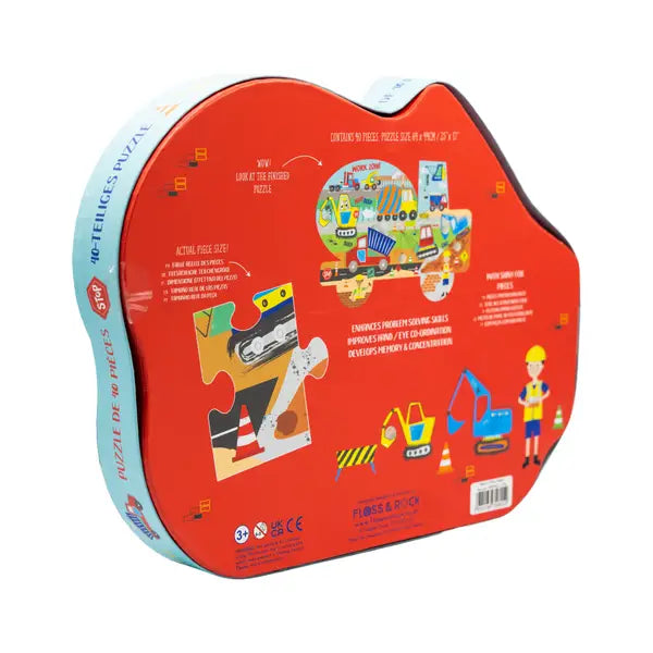 Floss and Rock Construction 40pc "Truck" Shaped Jigsaw with Shaped Box