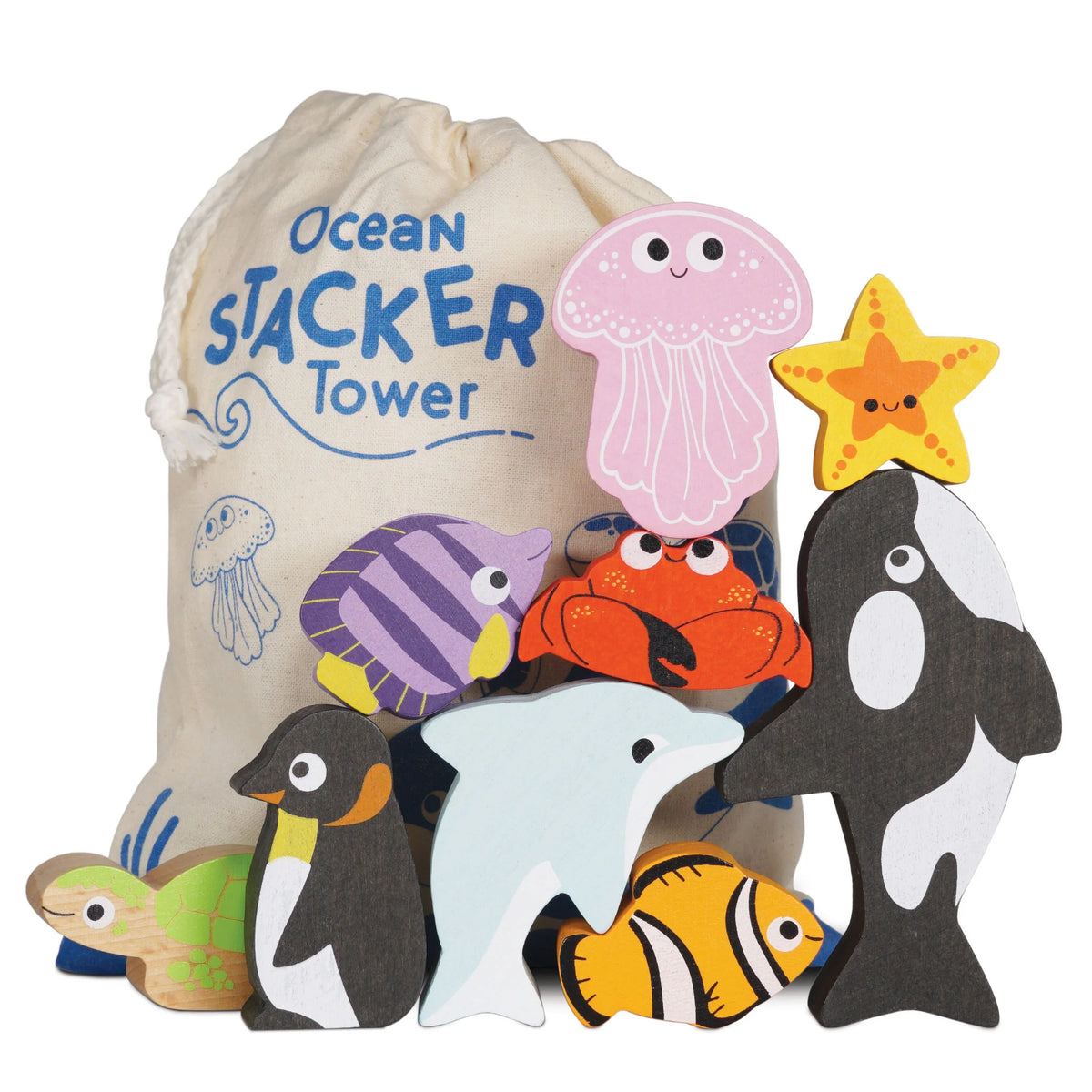 Le Toy Van, Ocean Stacking Animas & Bag