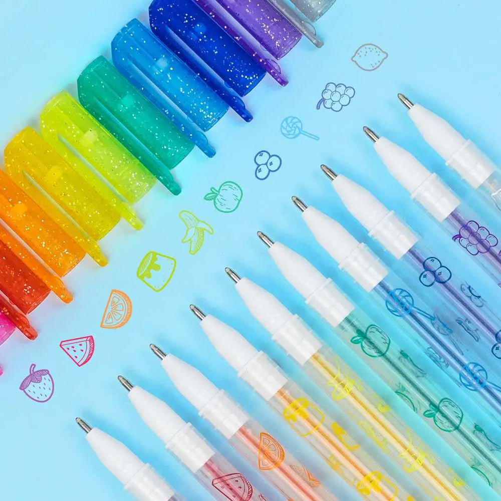 Tiger Tribe Shimmer Scented Gel Pens - 10pcs Glitter Pen Set